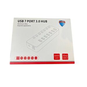 USB 7 Port 3.0 Hub Aluminum Alloy Exquisite appearance Independent Switch 5 gbps